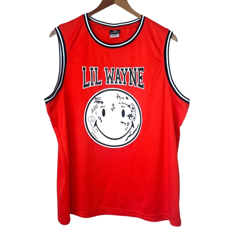 2022 Young Money Merchandising Lil Wayne Smiley Face #8 Rap Basketball Jersey L